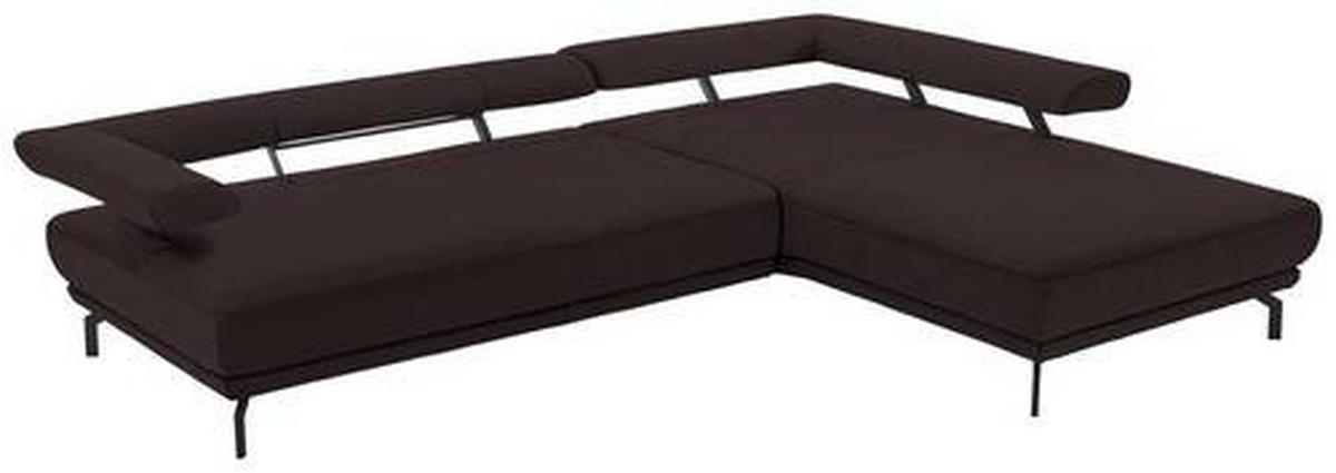 ECKSOFA in Echtleder Dunkelbraun  - Dunkelbraun/Schwarz, Design, Leder/Metall (305/224cm) - Dieter Knoll