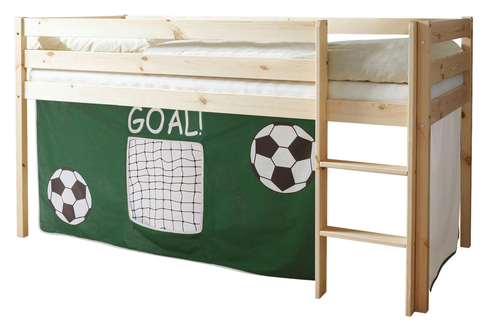 HOCHBETT 90/200 cm,  in Grün, Naturfarben, Leiter, Vorhang  - Naturfarben/Grün, Natur, Holz (90/200cm) - MID.YOU