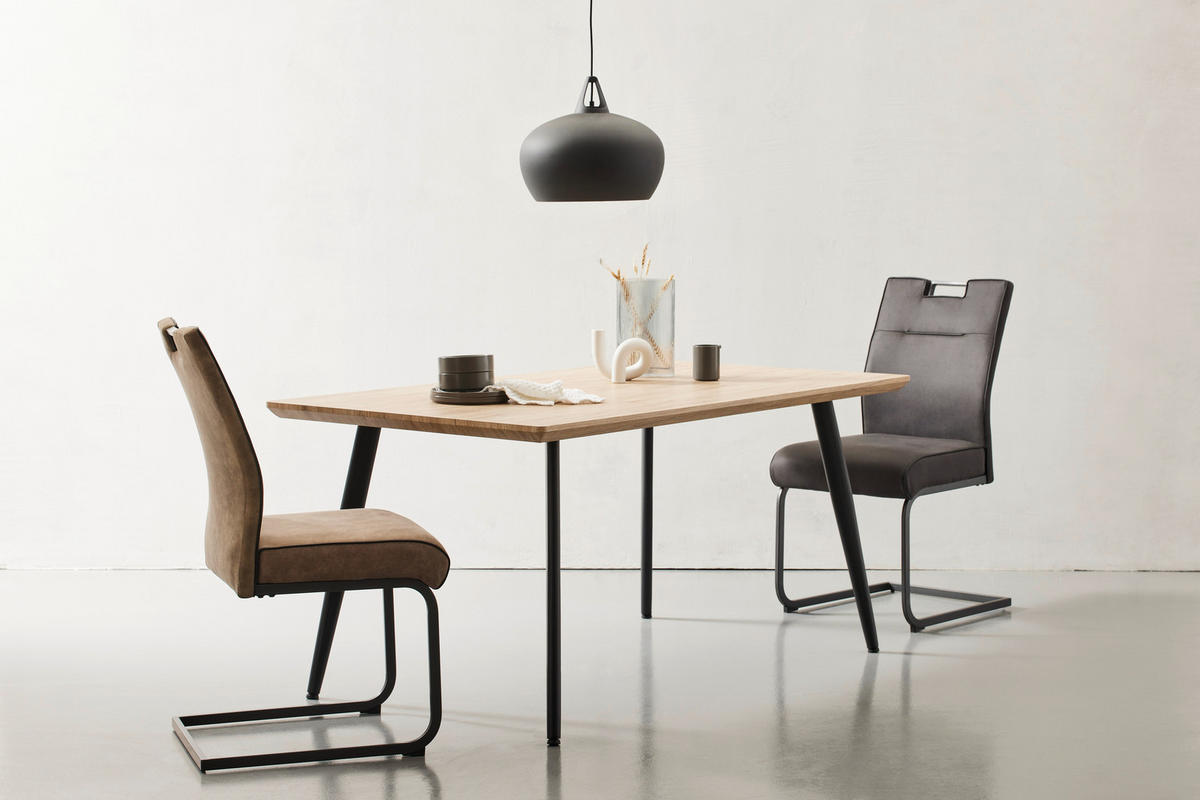ESSTISCH rechteckig Naturfarben, Schwarz  - Schwarz/Naturfarben, MODERN, Holzwerkstoff/Metall (160/90/76cm) - MID.YOU