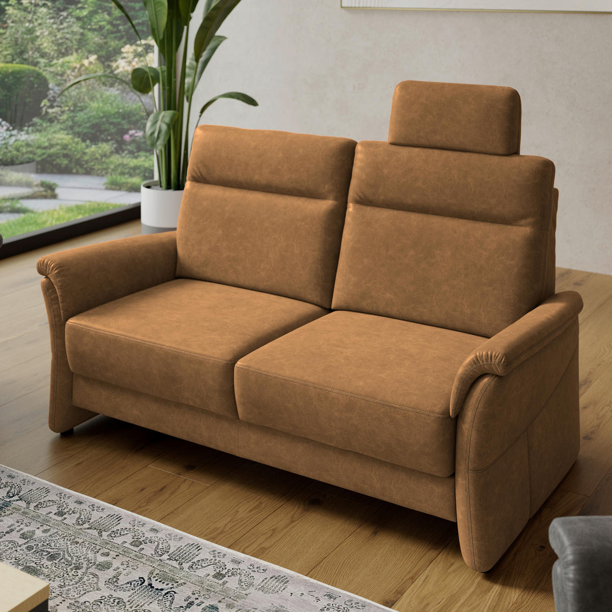 2,5-SITZER Mikrofaser Senfgelb  - Senfgelb/Schwarz, Konventionell, Kunststoff/Textil (170/99/91cm) - Elegando