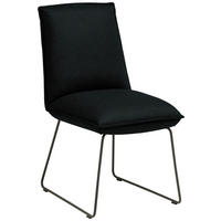 STUHL  Lederauswahl, Stoffauswahl, abwischbar  Echtleder  - Graphitfarben/Schwarz, Design, Leder/Metall (52/85/66cm) - Cassando