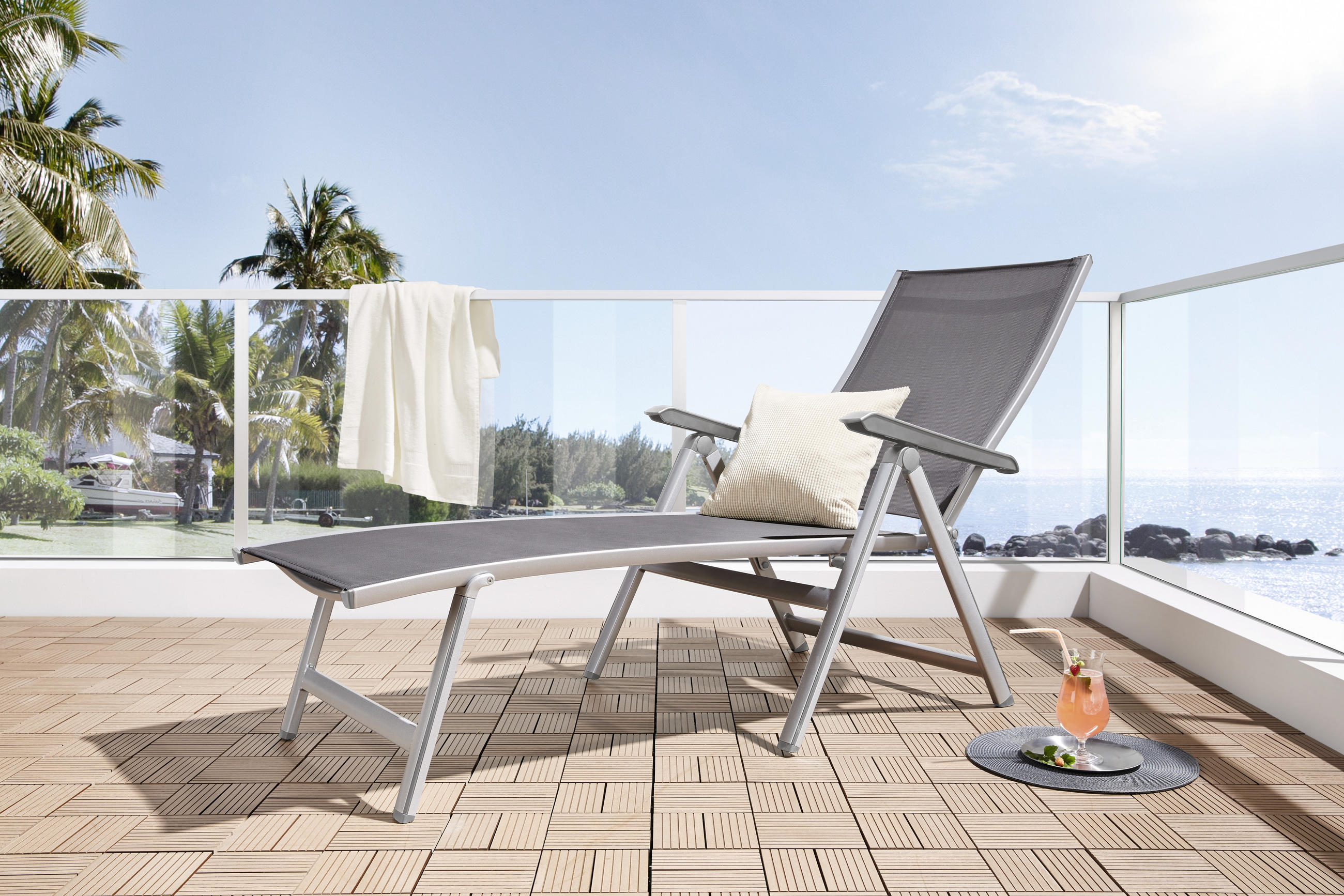 NAPOZÓÁGY 70/104/140 cm  - ezüst/antracit, Design, textil/fém (70/104/140cm) - MWH