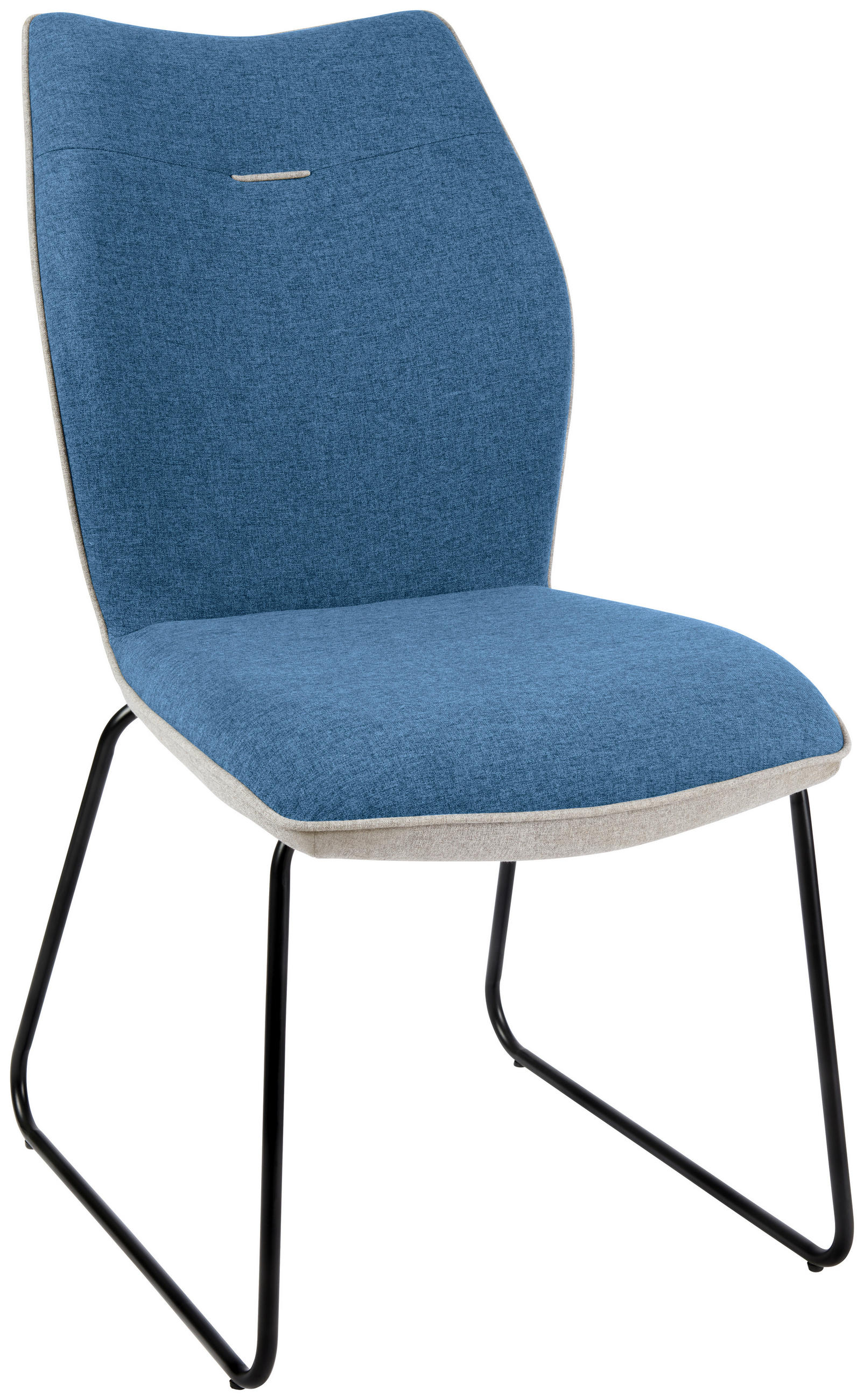 STUHL  in Eisen Webstoff Metall, Textil  - Blau/Schwarz, Design, Textil/Metall (46/90,5/65cm) - Novel