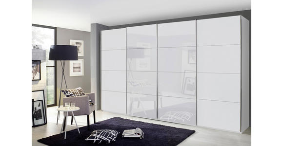SCHWEBETÜRENSCHRANK in Weiß - Chromfarben/Weiß, KONVENTIONELL, Glas/Holzwerkstoff (361/235/68cm) - Novel