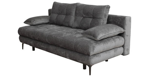 SCHLAFSOFA  mit Liegefunktion, Schlafen auf Sitzhöhe, Rücken echt Chenille Graphitfarben  - Schwarz/Graphitfarben, KONVENTIONELL, Textil/Metall (203/94/96cm) - Carryhome