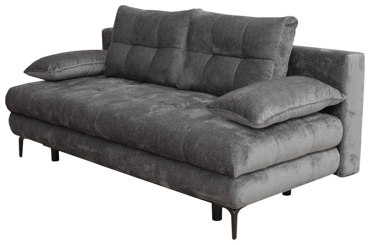 SCHLAFSOFA Chenille Graphitfarben  - Schwarz/Graphitfarben, KONVENTIONELL, Textil/Metall (203/94/96cm) - Carryhome