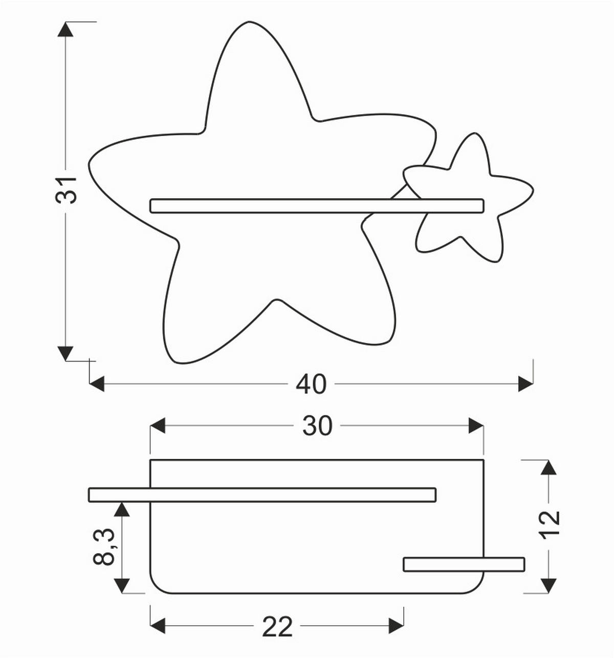 VÄGGLAMPA FÖR BARN Star 40/12/31 cm   - grå/guldfärgad, Basics, metall/trämaterial (40/12/31cm)