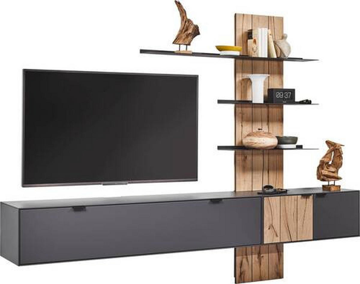 WOHNWAND  in Graphitfarben, Eichefarben  273,8/205,5/37,1 cm  - Eichefarben/Anthrazit, Design, Holz/Holzwerkstoff (273,8/205,5/37,1cm) - Dieter Knoll