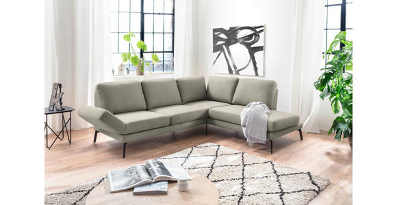 ECKSOFA Olivgrün Mikrofaser  - Schwarz/Olivgrün, KONVENTIONELL, Textil/Metall (250-288/207-223cm) - Hom`in