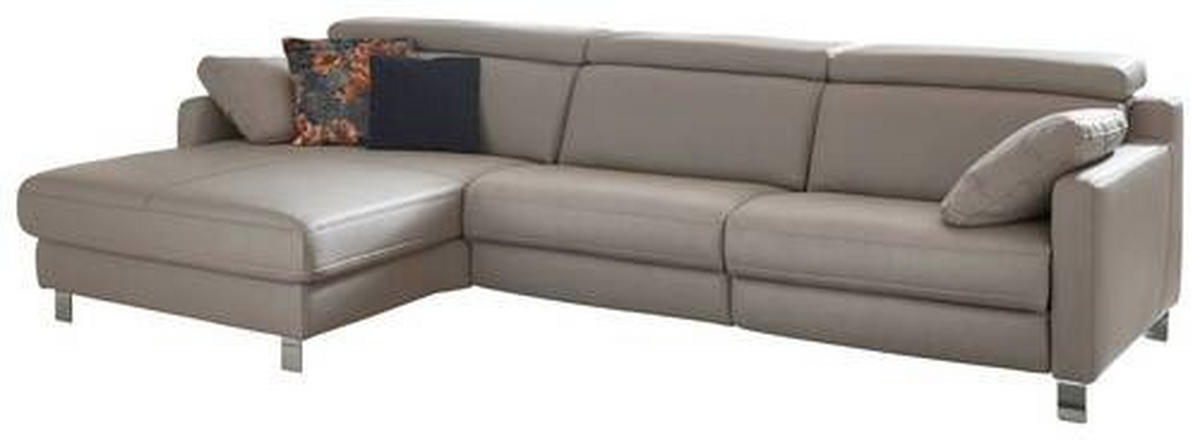 ECKSOFA in Echtleder Grau  - Chromfarben/Grau, Design, Leder/Metall (176/321cm) - Valdera
