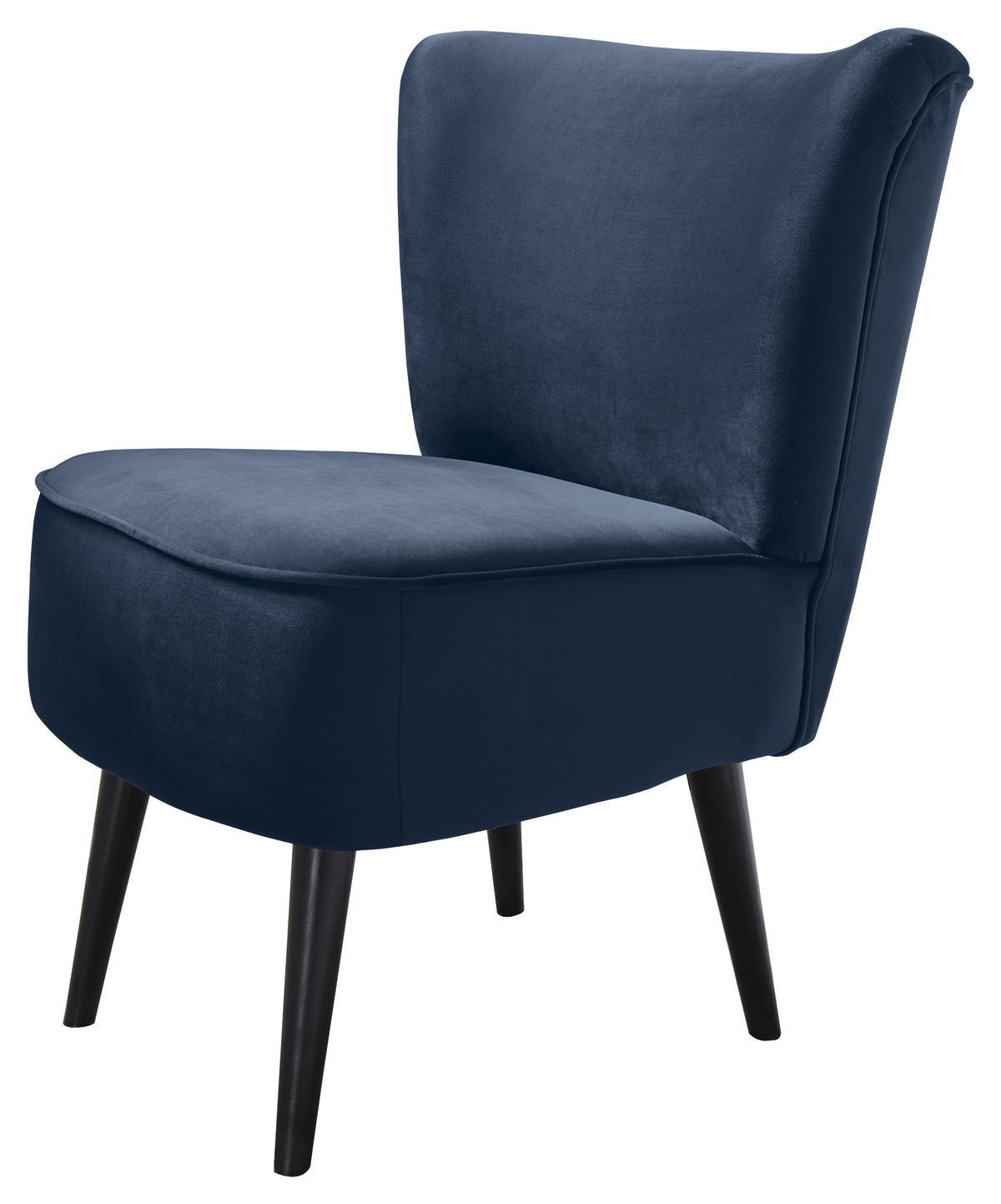 SESSEL Mikrovelours Blau    - Blau/Schwarz, Trend, Holz/Textil (65/89/70cm) - MID.YOU
