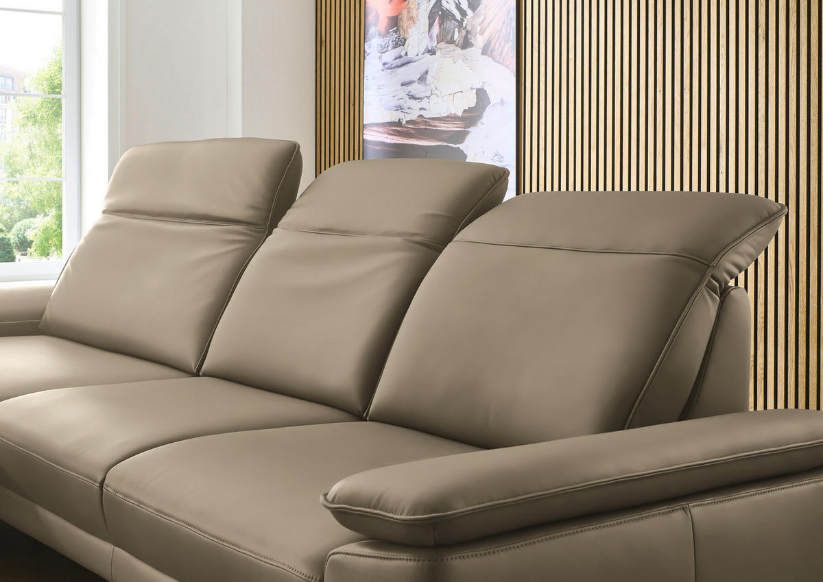 ECKSOFA in Echtleder Hellbraun  - Hellbraun/Schwarz, Design, Leder/Metall (193/332cm) - Dieter Knoll