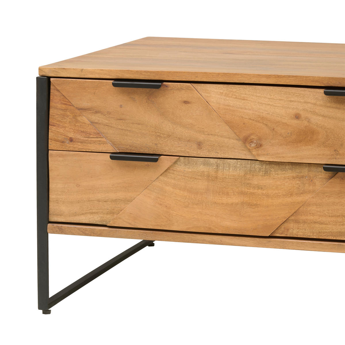 COUCHTISCH Akazie Hartholz 118/70/45 cm rechteckig Schwarz, Akaziefarben  - Schwarz/Akaziefarben, Trend, Holz/Metall (118/70/45cm) - Ambia Home