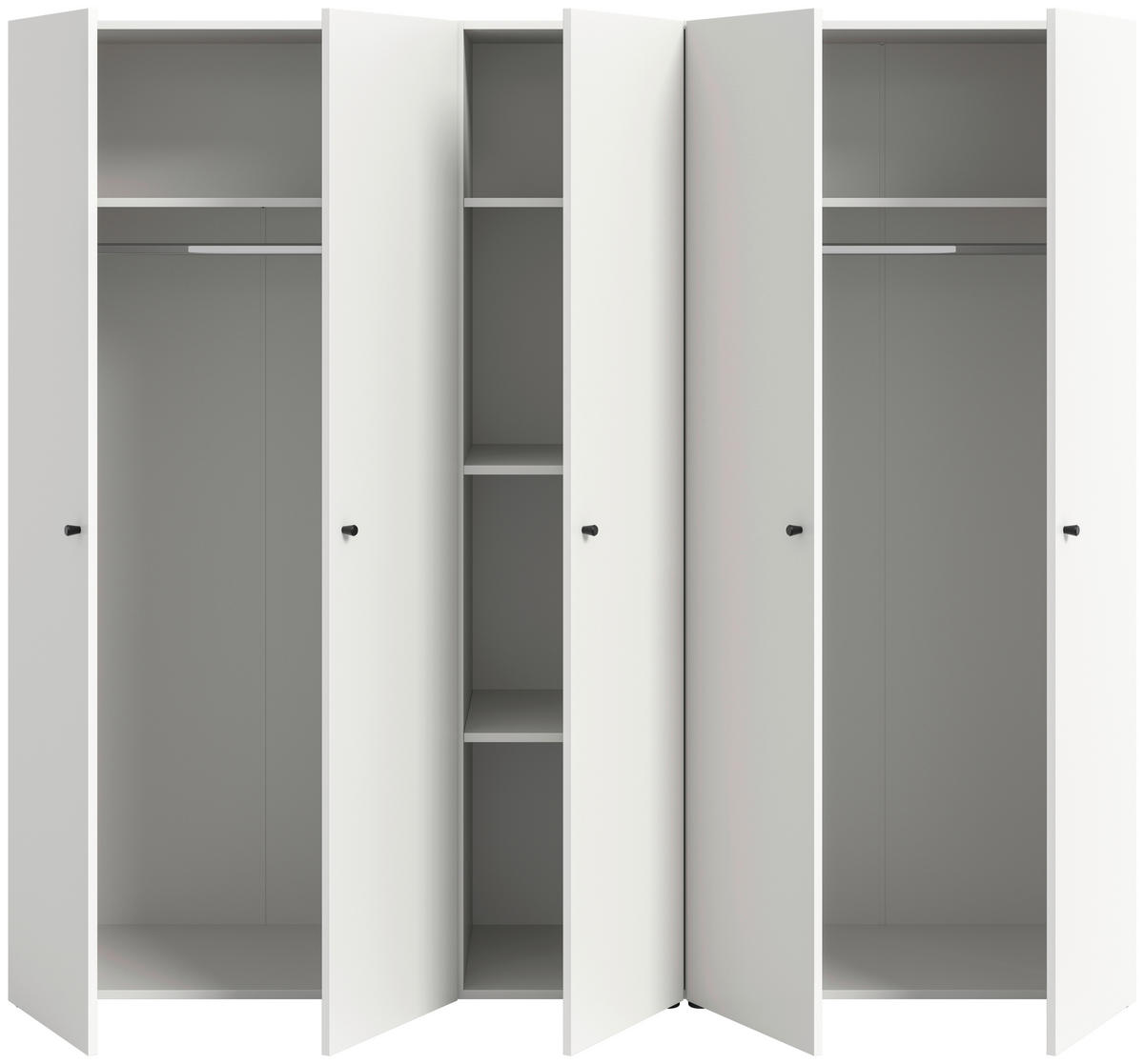 DREHTÜRENSCHRANK 200/176/51 cm,  in Weiß, 5-türig  - Schwarz/Weiß, MODERN, Holzwerkstoff/Kunststoff (200/176/51cm) - MID.YOU