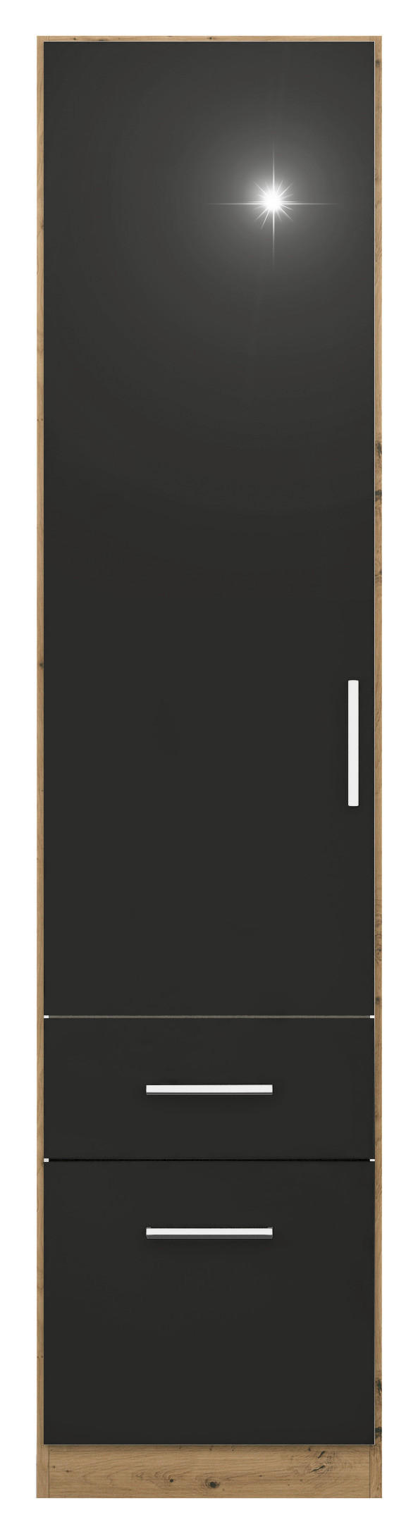 DREHTÜRENSCHRANK in Grau, Eiche Artisan - Chromfarben/Eiche Artisan, Modern, Holzwerkstoff/Kunststoff (47/210/54cm) - Rauch Möbel
