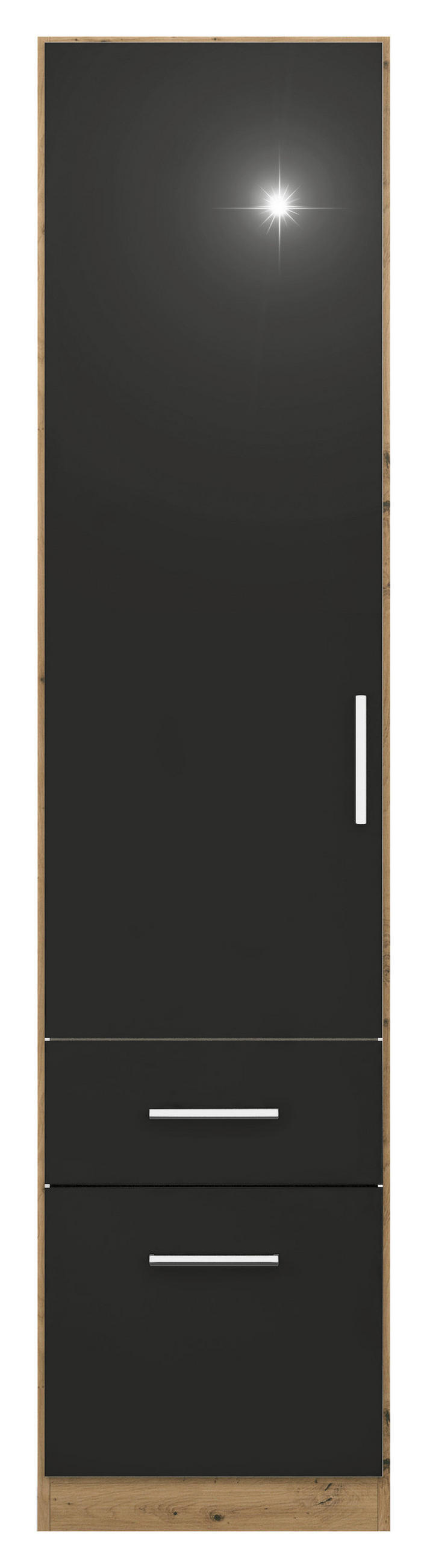 DREHTÜRENSCHRANK  in Eiche Artisan, Grau  - Chromfarben/Eiche Artisan, MODERN, Holzwerkstoff/Kunststoff (47/197/54cm) - Rauch Möbel