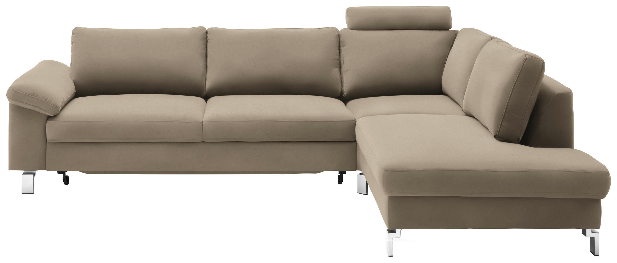 ECKSOFA  in Echtleder Hellbraun  281/200 cm  - Chromfarben/Hellbraun, Design, Leder/Metall (281/200cm) - Pure Home Lifestyle