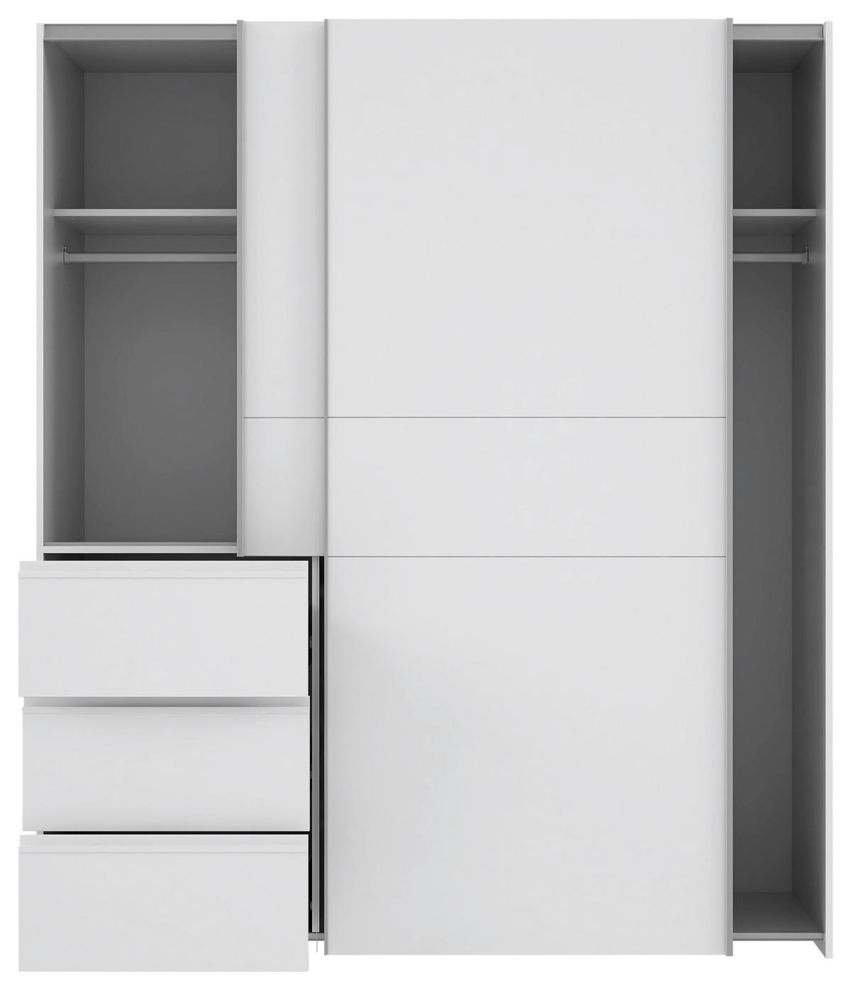 OMARA Z DRSNIMI VRATI, bela  - bela/barve aluminija, Konvencionalno, kovina/umetna masa (200/200/61cm) - Carryhome