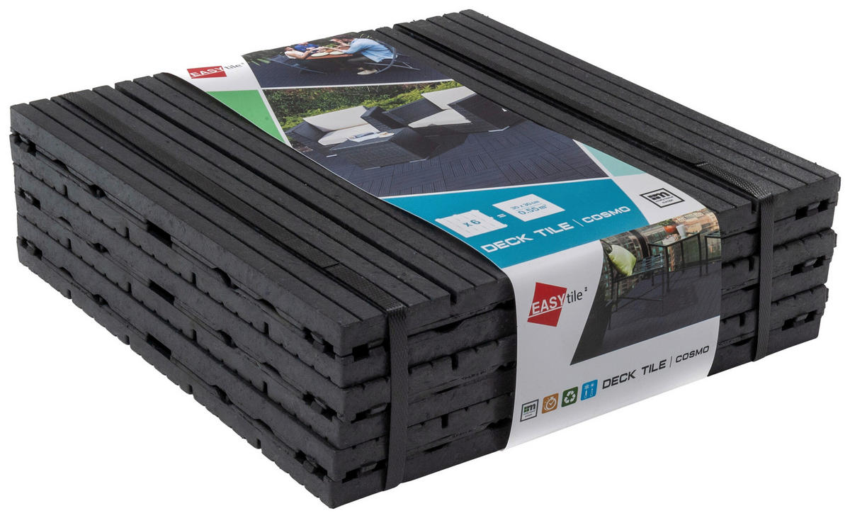 TERRASSENFLIESE 30X30CM 6-ER SET  - Graphitfarben, MODERN, Kunststoff (31,9/31,9/9,2cm)