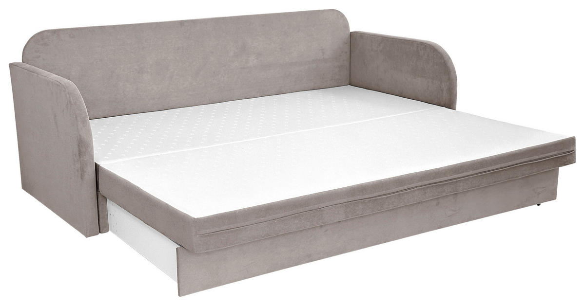 SCHLAFSOFA in Flachgewebe Taupe  - Taupe/Schwarz, Design, Kunststoff/Textil (203/77/86cm) - MID.YOU