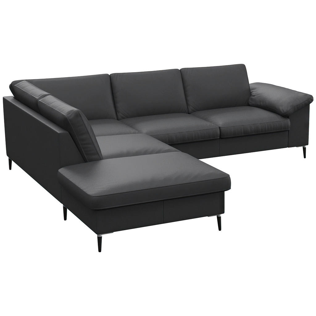 Thumbnail - Livetastic Ecksofa, Schwarz, Leder, Echtleder, Color-Finish-Leder, 5-Sitzer, Füllung: Schaumstoff, Federn,Schaumstoff, O...