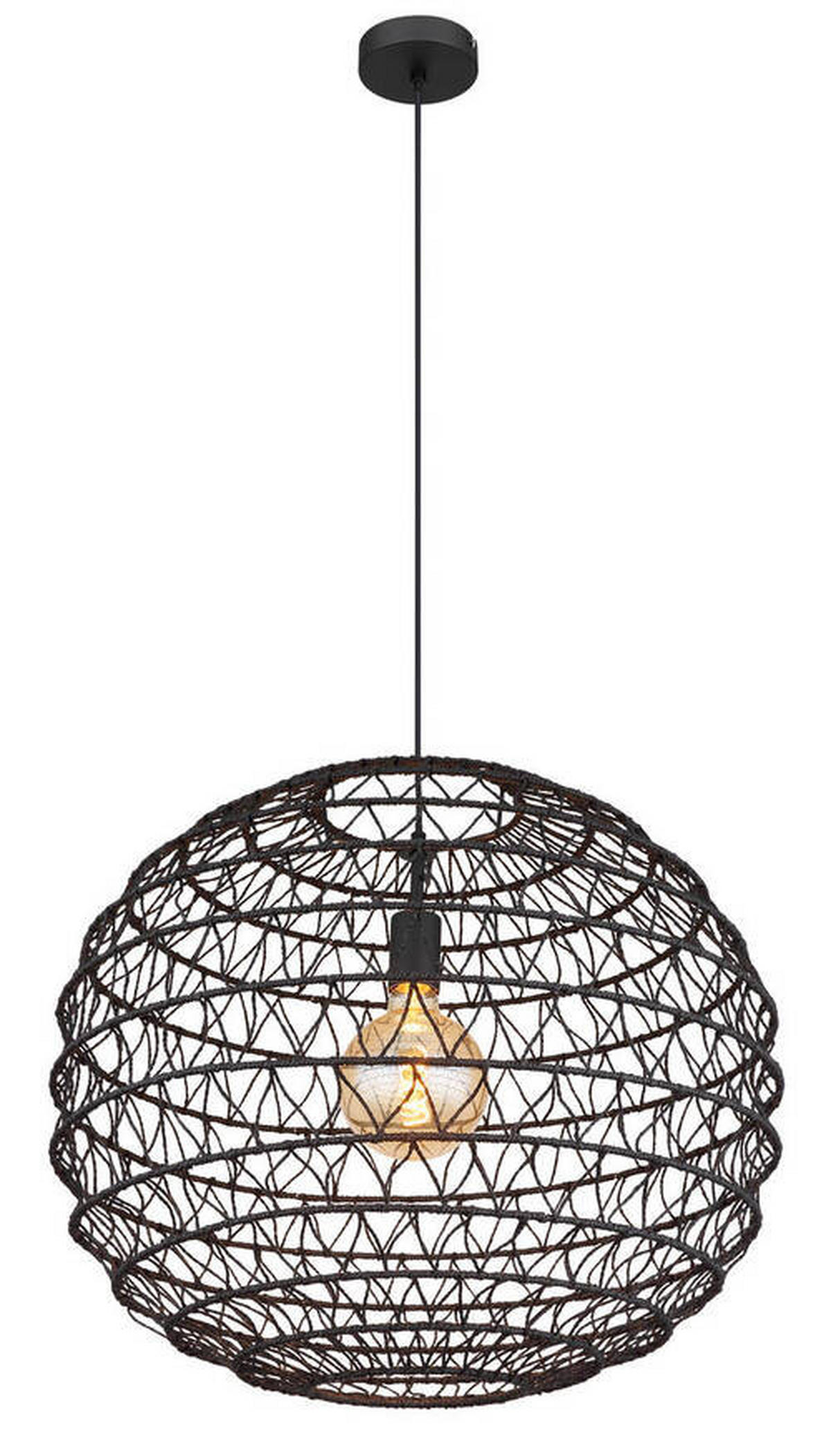 VISEČA SVETILKA        59/120 cm      E27 - črna, Natur, papir/kovina (59/120cm) - Globo