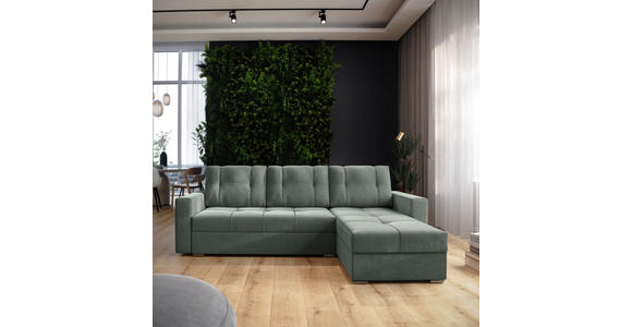 ECKSOFA  in Samt Dunkelgrün  - Chromfarben/Dunkelgrün, KONVENTIONELL, Kunststoff/Textil (233/140cm) - Carryhome
