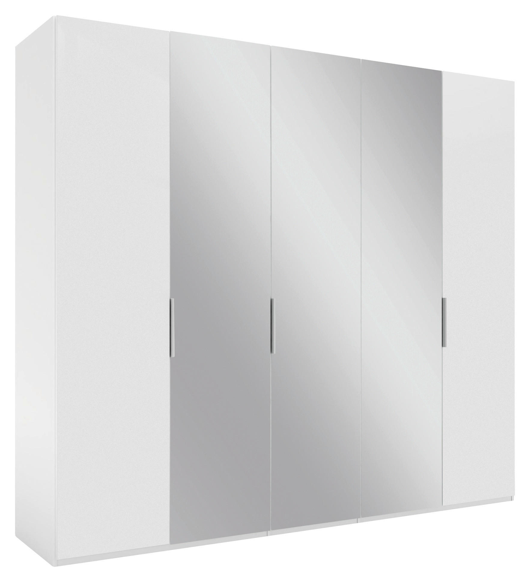 DREHTÜRENSCHRANK 250/223/62 cm 5-türig Weiß  - Alufarben/Weiß, KONVENTIONELL, Glas/Holzwerkstoff (250/223/62cm) - Novel