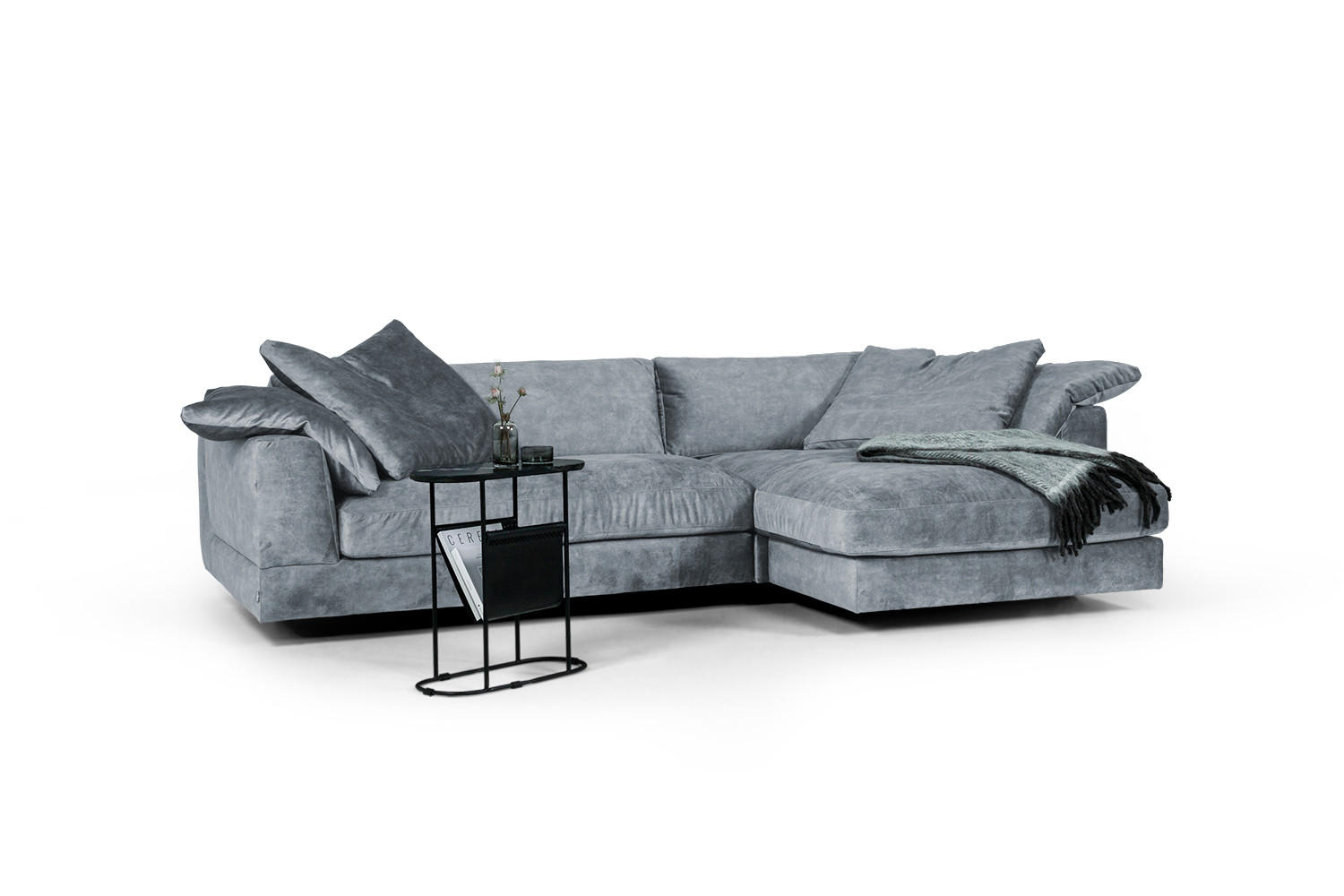 SOFFA i grå  - grå, Klassisk, trä/textil (305/81/120-183cm) - Novel
