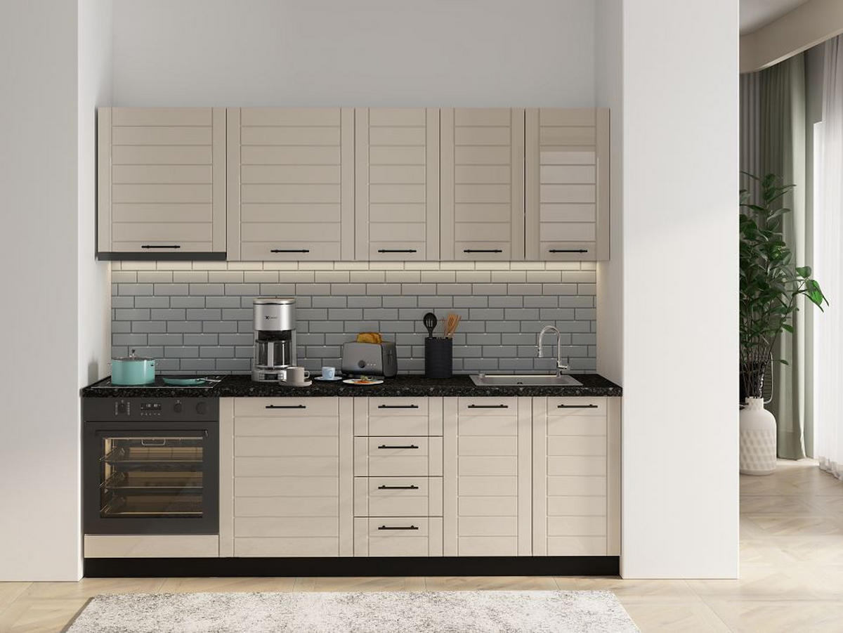 KONYHABLOKK GÉPEK NÉLKÜL  - fekete/homokszínű, Basics, faalapú anyag/fém - Carryhome