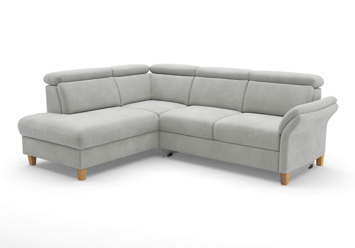 ECKSOFA GLENDALE E Silberfarben Flachgewebe  - Eichefarben/Silberfarben, KONVENTIONELL, Holz/Textil (193/247cm) - Sit & More