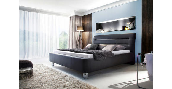 POLSTERBETT Lederlook 180/200 cm - Chromfarben/Schwarz, Design, Textil/Metall (180/200cm) - Voleo