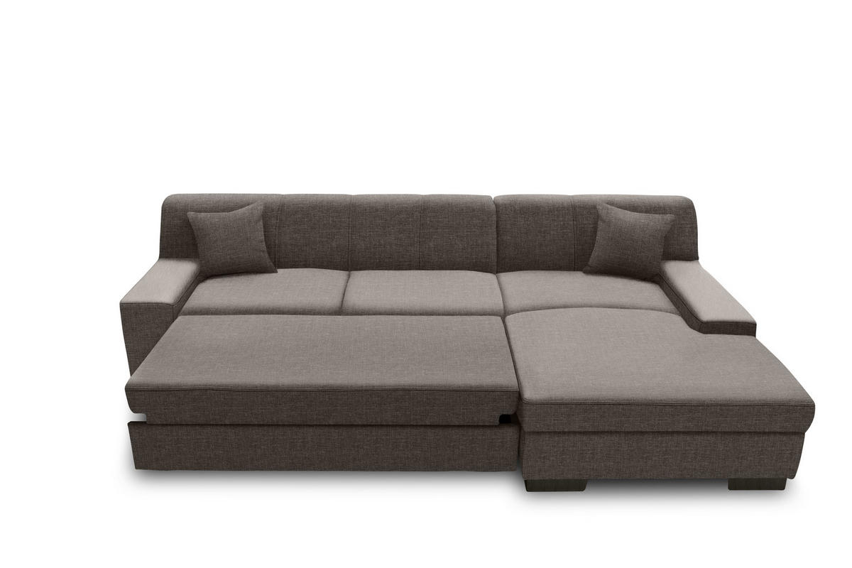 ECKSOFA in Webstoff Grau  268/153 cm  - Wengefarben/Grau, Design, Holz/Textil (268/153cm) - MID.YOU