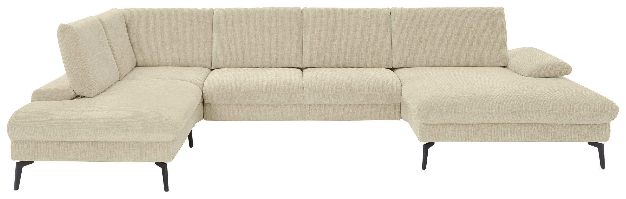 WOHNLANDSCHAFT in Webstoff Creme  - Creme/Schwarz, Design, Textil/Metall (208/354/157cm) - Dieter Knoll
