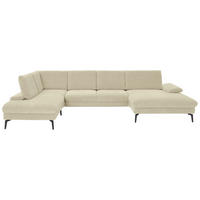 WOHNLANDSCHAFT in Webstoff Creme  - Creme/Schwarz, Design, Textil/Metall (208/354/157cm) - Dieter Knoll