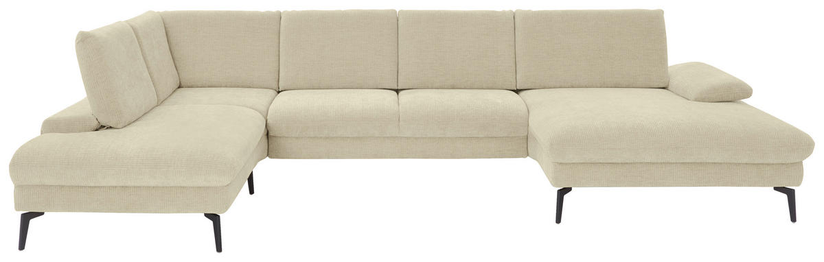 WOHNLANDSCHAFT in Webstoff Creme  - Creme/Schwarz, Design, Textil/Metall (208/354/157cm) - Dieter Knoll