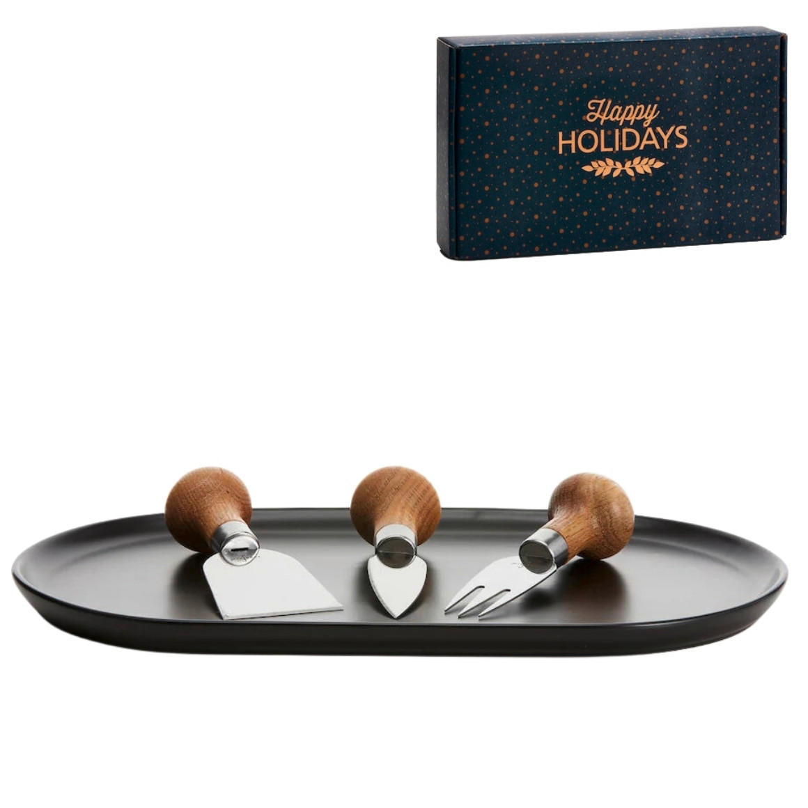 SET NOŽEVA ZA SIR    3-dijelni     - smeđa/crna, Basics, drvo/metal (34/20,5/6cm)