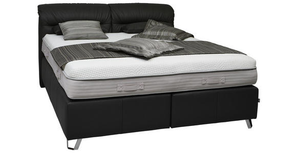 BOXSPRINGBETT 180/200 cm INKL. Matratze, Topper - Chromfarben/Dunkelgrau, KONVENTIONELL, Leder (180/200cm) - Dieter Knoll