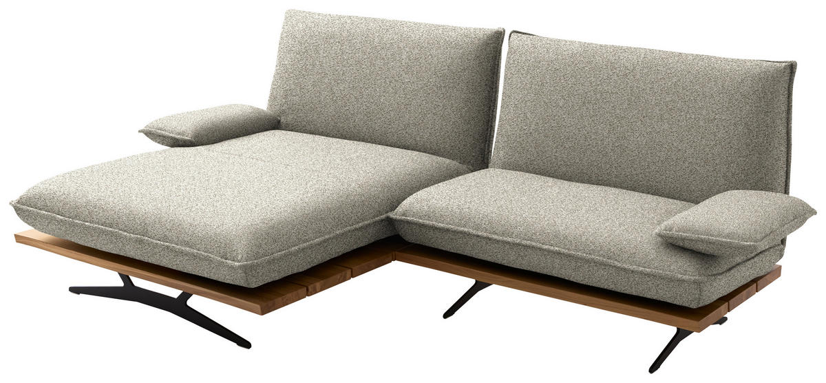 ECKSOFA Chenille, Flachgewebe Wildeiche, Greige  - Wildeiche/Greige, Design, Holz/Textil (161/284cm) - Koinor