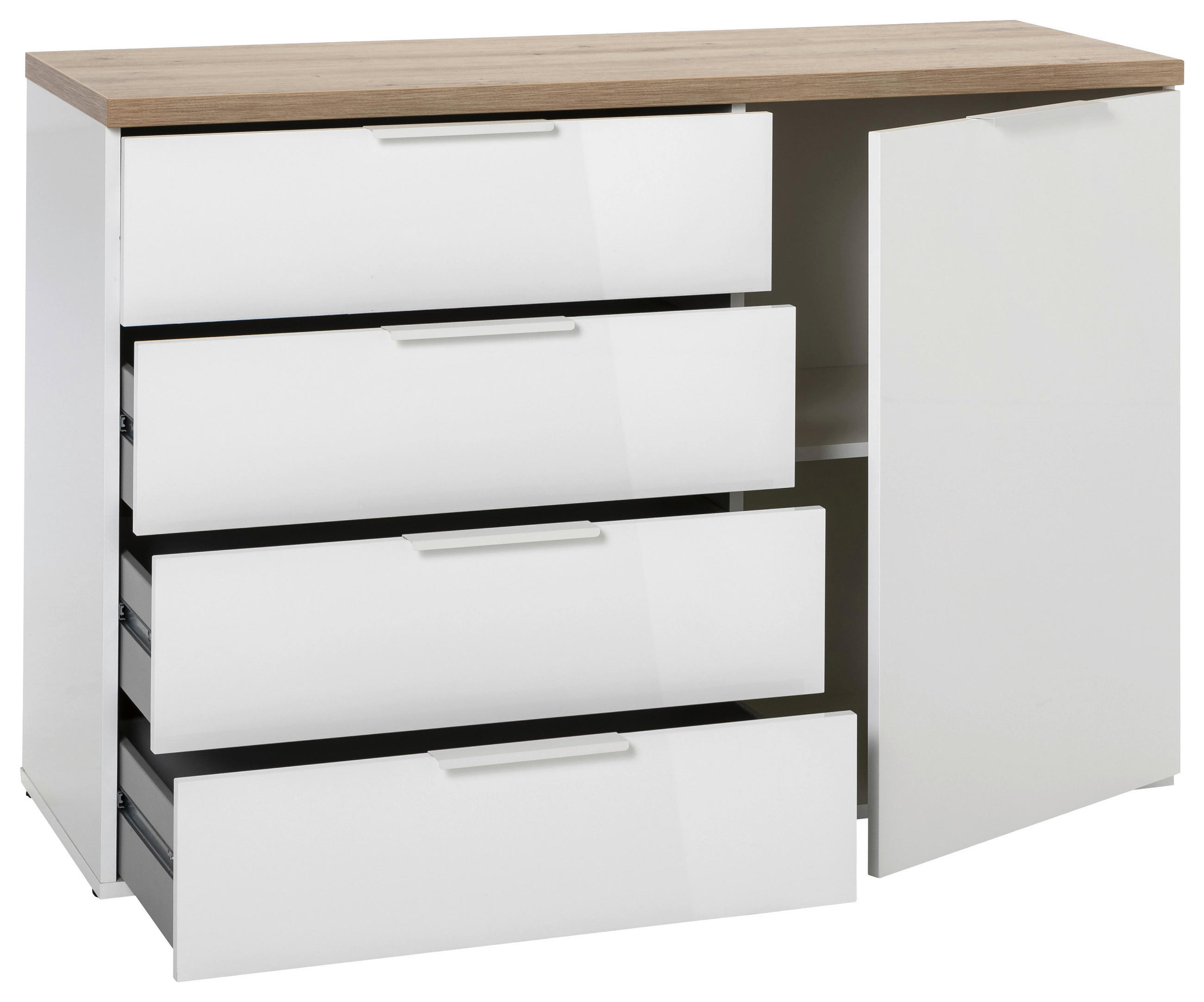 KOMMODE  in 120/83/44 cm  - Weiß Hochglanz/Schwarz, Basics, Holzwerkstoff/Kunststoff (120/83/44cm) - Carryhome