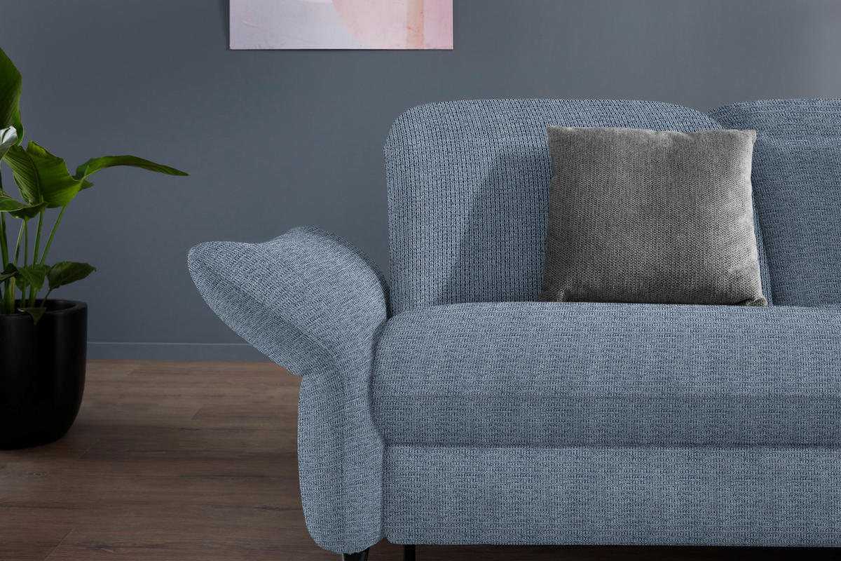 ECKSOFA in Flachgewebe Blau  - Blau/Schwarz, Design, Textil/Metall (299-313/233cm) - Dieter Knoll