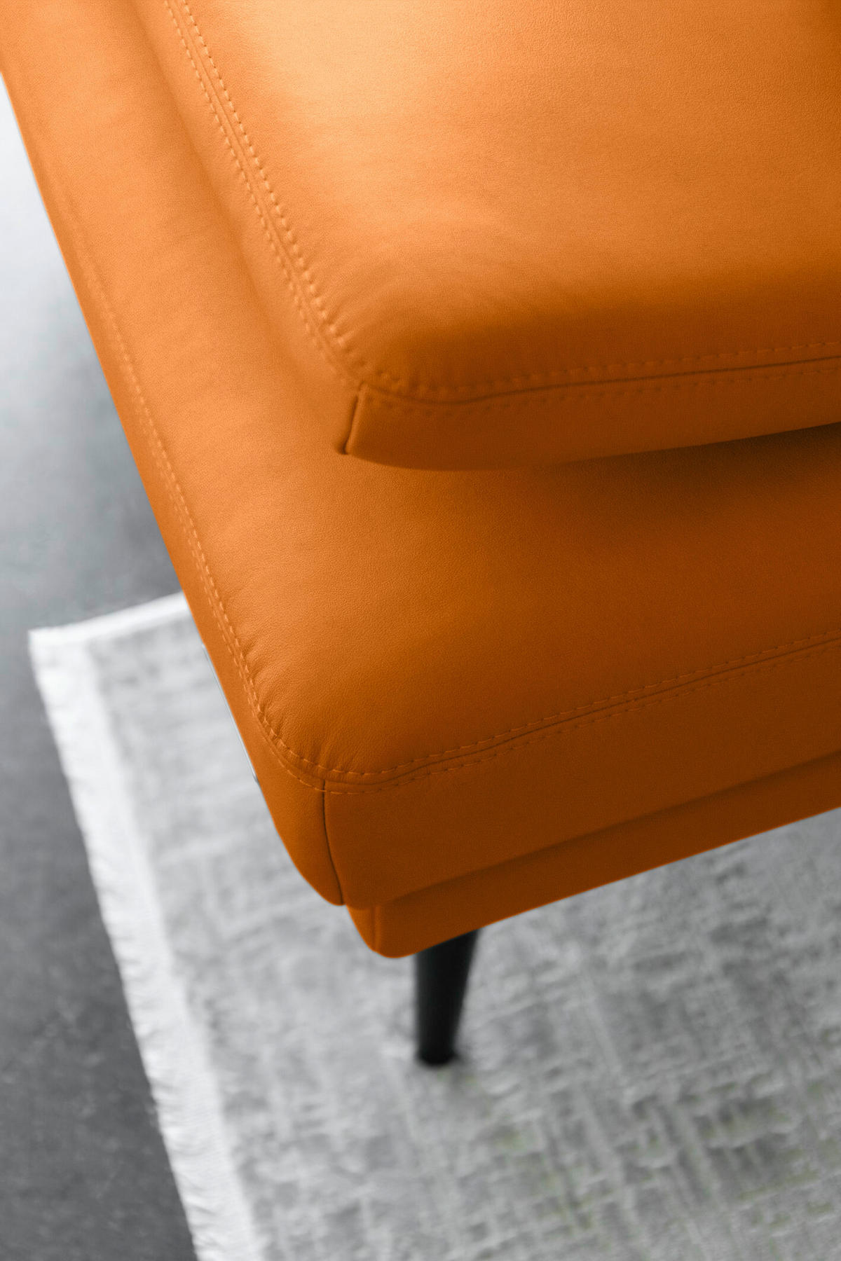 ECKSOFA JOOP! STUDIO in Echtleder Orange  180/301 cm  - Schwarz/Orange, KONVENTIONELL, Leder/Metall (180/301cm) - Joop!