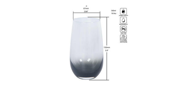 LONGDRINKGLAS 560 ml  - Grau, Trend, Glas (9/15cm) - Novel