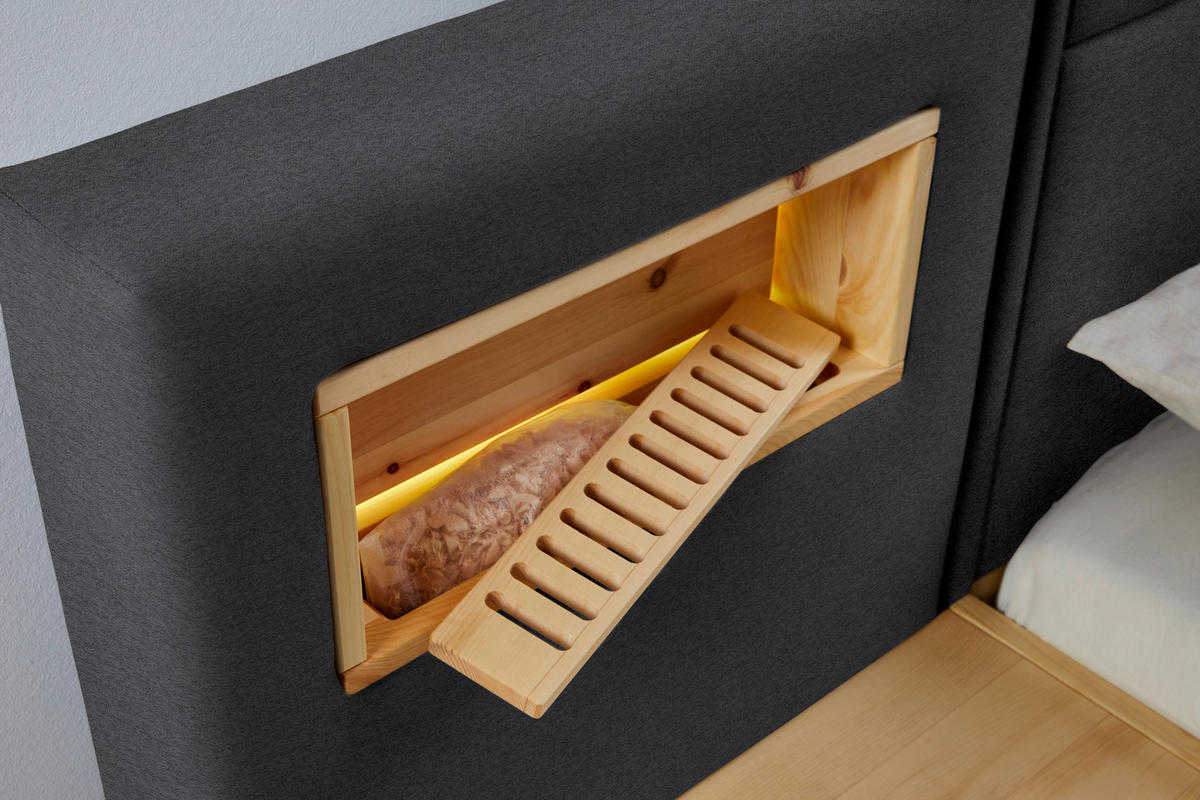BOXSPRINGBETT 200/200 cm  in Grau, Eichefarben  - Eichefarben/Grau, Natur, Holz/Textil (200/200cm) - Valnatura