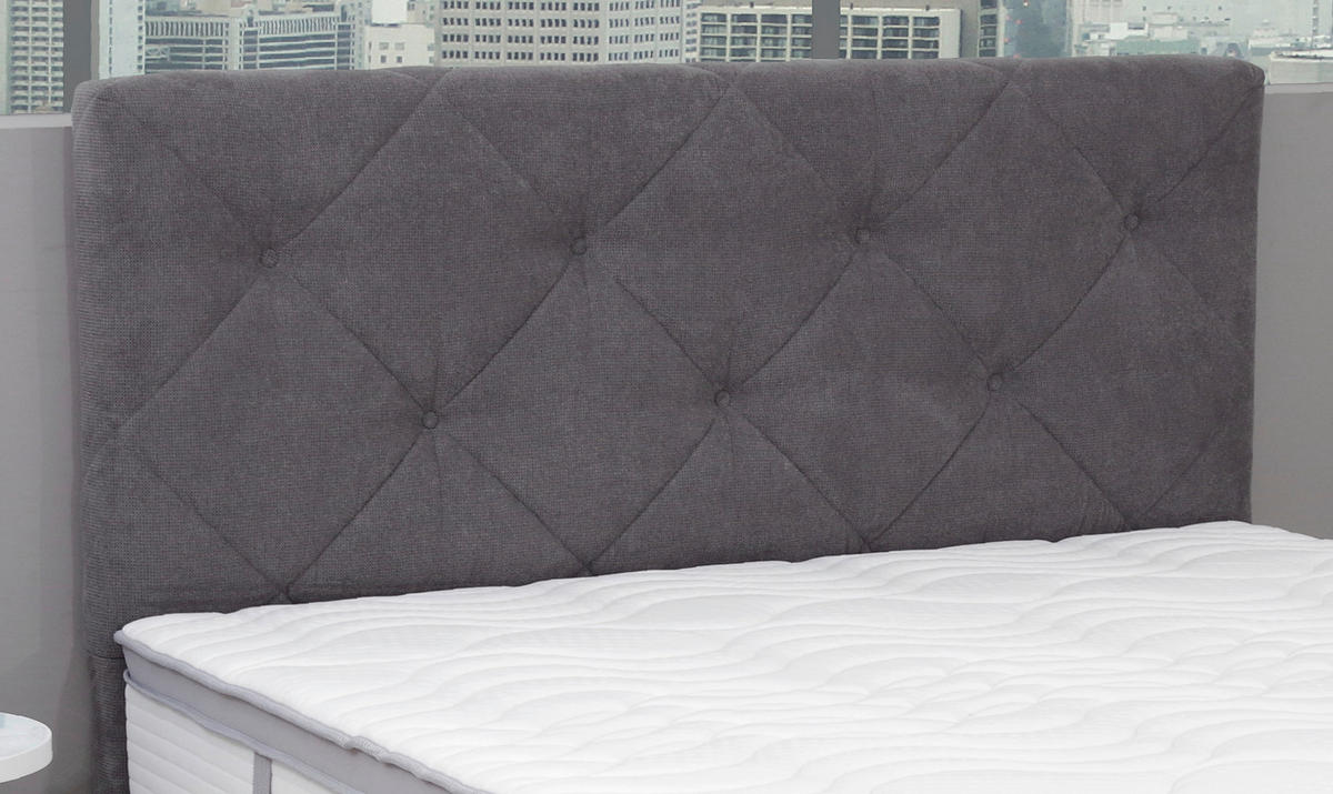 BOXSPRINGBETT 180/200 cm  in Dunkelgrau  - Chromfarben/Dunkelgrau, KONVENTIONELL, Kunststoff/Textil (180/200cm) - Carryhome