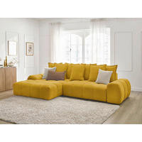ECKSCHLAFSOFA EVEREST  mit Rücken echt, Armteil links, Armteil rechts Struktur Gelb  - Gelb/Schwarz, MODERN, Kunststoff/Textil (180/318cm) - Livetastic