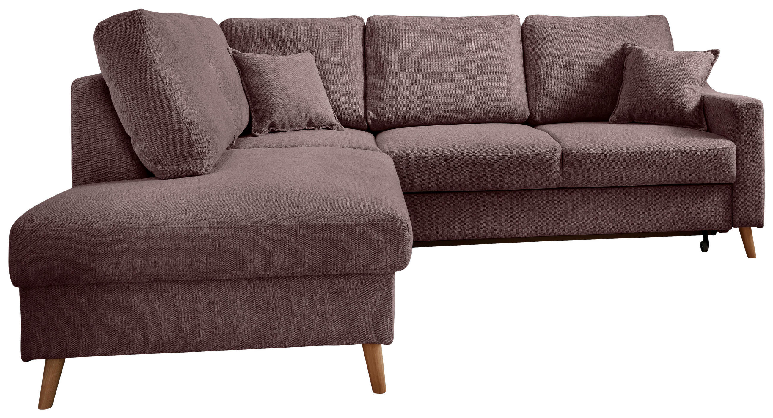ECKSOFA Bordeaux Struktur - Bordeaux/Naturfarben, KONVENTIONELL, Holz/Textil (200/230cm) - P & B