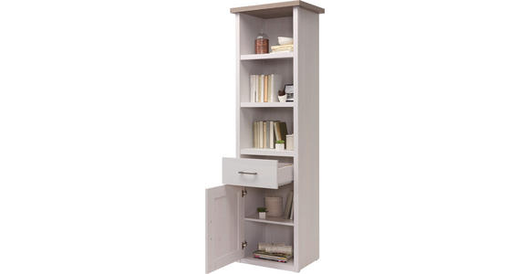 STANDREGAL 60/201/43 cm Weiß, Trüffeleichefarben - Trüffeleichefarben/Graphitfarben, LIFESTYLE, Holzwerkstoff/Metall (60/201/43cm) - Carryhome