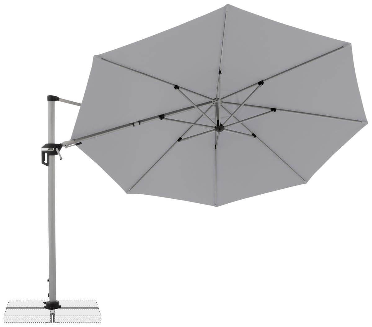 AMPELSCHIRM 370 cm Hellgrau  - Silberfarben/Hellgrau, Basics, Textil/Metall (370cm) - Doppler