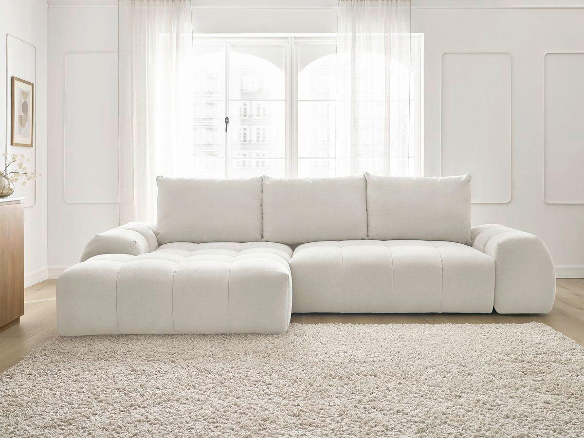 ECKSCHLAFSOFA EVEREST  mit Rücken echt Struktur Weiß  - Schwarz/Weiß, MODERN, Kunststoff/Textil (180/318cm) - Livetastic